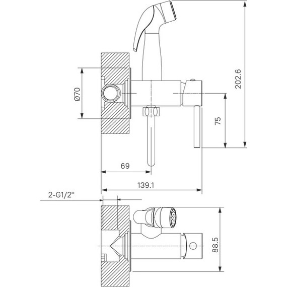 Набор для гигиенического душа Milardo Tidy 001BLR0M08, чёрный матовый фото 3