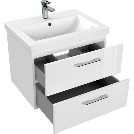 Тумба подвесная с раковиной Cersanit Lara 60 см 64133, 2 ящика, белый - 8 Тумба подвесная с раковиной Cersanit Lara 60 см 64133, 2 ящика, белый фото 8