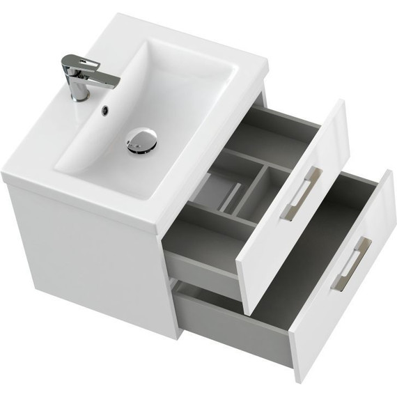 Тумба подвесная с раковиной Cersanit Lara 60 см 64133, 2 ящика, белый - 9 Тумба подвесная с раковиной Cersanit Lara 60 см 64133, 2 ящика, белый фото 9