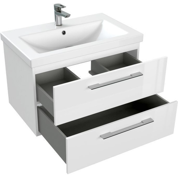 Тумба подвесная с раковиной Cersanit Lara 70 см 64135, 2 ящика, белый фото 7