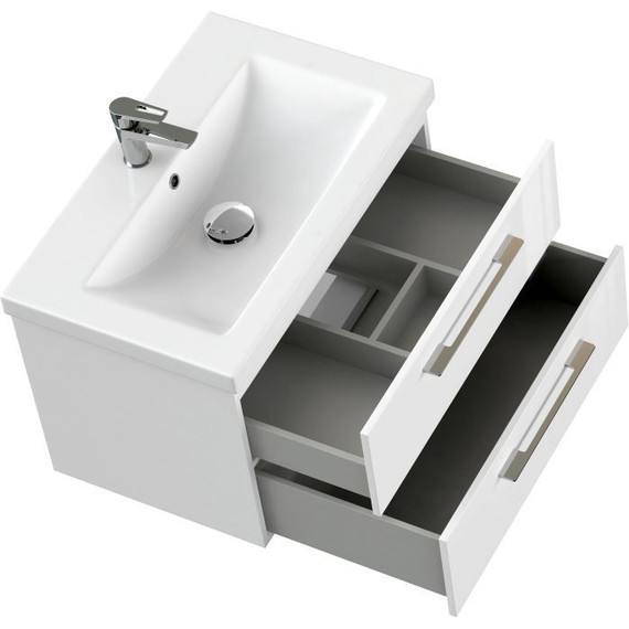 Тумба подвесная с раковиной Cersanit Lara 70 см 64135, 2 ящика, белый фото 8