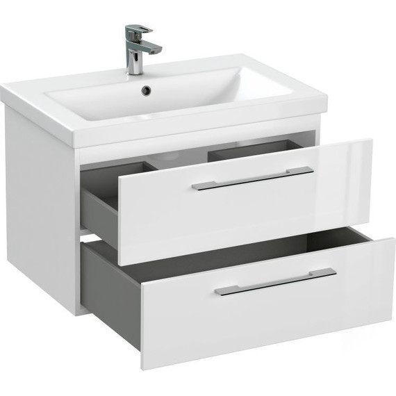 Тумба подвесная с раковиной Cersanit Lara 70 см 64135, 2 ящика, белый фото 9