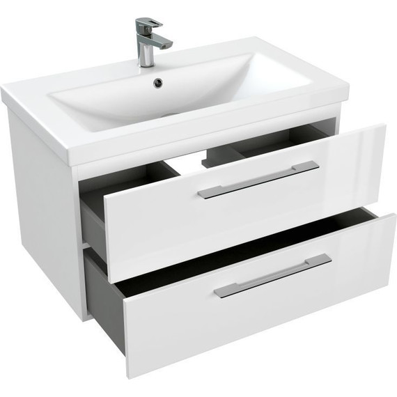 Тумба подвесная с раковиной Cersanit Lara 80 см 64137, 2 ящика, белый - 7 Тумба подвесная с раковиной Cersanit Lara 80 см 64137, 2 ящика, белый фото 7