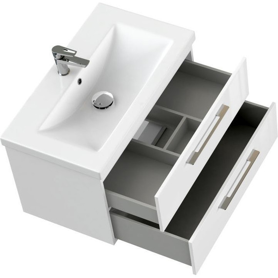 Тумба подвесная с раковиной Cersanit Lara 80 см 64137, 2 ящика, белый - 8 Тумба подвесная с раковиной Cersanit Lara 80 см 64137, 2 ящика, белый фото 8