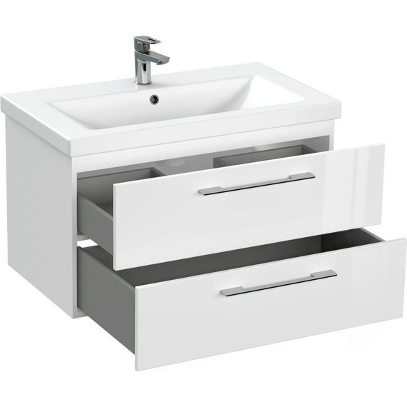 Тумба подвесная с раковиной Cersanit Lara 80 см 64137, 2 ящика, белый - 9 Тумба подвесная с раковиной Cersanit Lara 80 см 64137, 2 ящика, белый фото 9