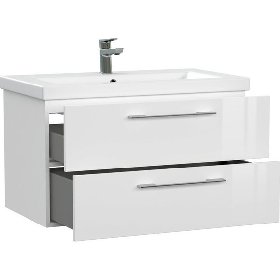 Тумба подвесная с раковиной Cersanit Lara 80 см 64137, 2 ящика, белый - 10 Тумба подвесная с раковиной Cersanit Lara 80 см 64137, 2 ящика, белый фото 10