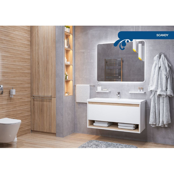 Тумба подвесная с раковиной Mirsant Scandy 100 см, белый фото 4