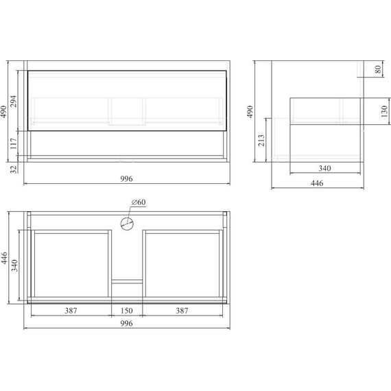 Тумба подвесная с раковиной Mirsant Scandy 100 см, белый фото 9