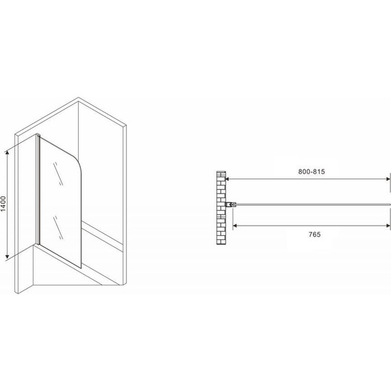 Шторка для ванны Abber Ewiges Wasser 80 см AG52080B, черный/прозрачное фото 2