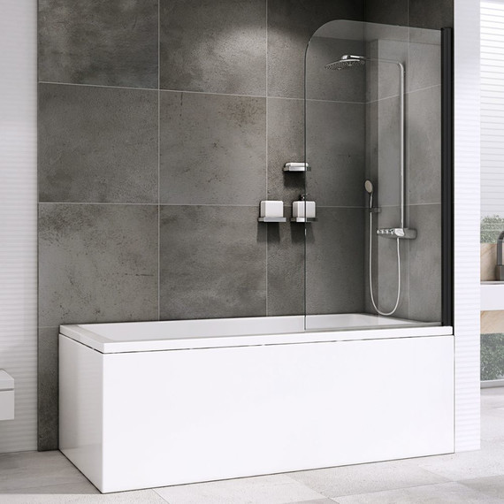 Шторка для ванны Abber Ewiges Wasser 100 см AG52100B, черный/прозрачное фото 
