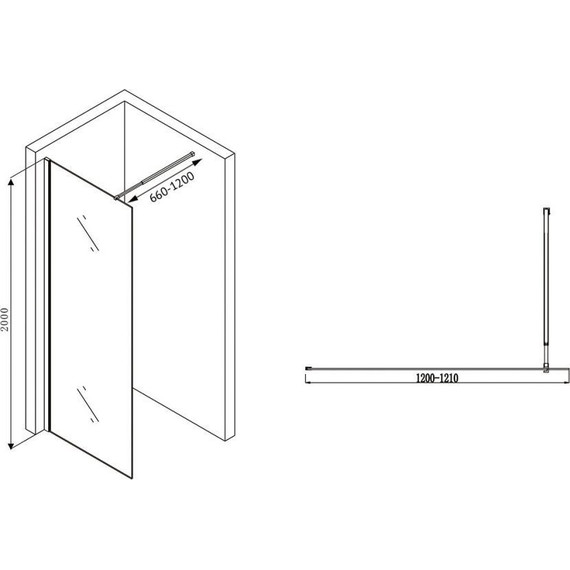Душевая перегородка Abber Immer Offen 120 см AG61120B8 (стекло 8 мм), черный/прозрачное - 3 Душевая перегородка Abber Immer Offen 120 см AG61120B8 (стекло 8 мм), черный/прозрачное фото 3