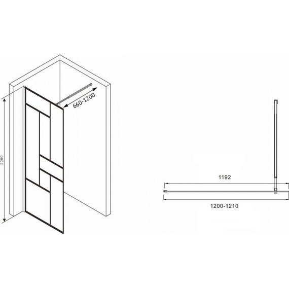 Душевая перегородка Abber Immer Offen 120 см AG63120B8 (стекло 8 мм), черный/прозрачное фото 3