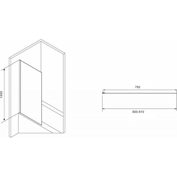 Шторка для ванны Abber Immer Offen 80 см AG71080B, черный/прозрачное фото 2