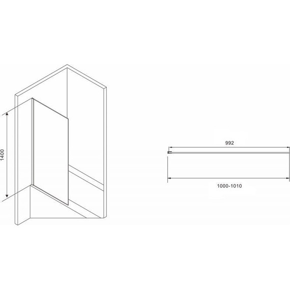 Шторка для ванны Abber Immer Offen 100 см AG71100B, черный/прозрачное фото 2