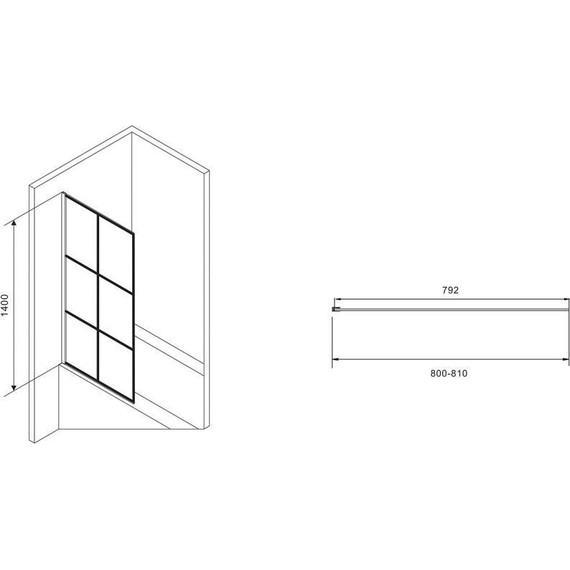 Шторка для ванны Abber Immer Offen 80 см AG72080B, черный/прозрачное фото 2