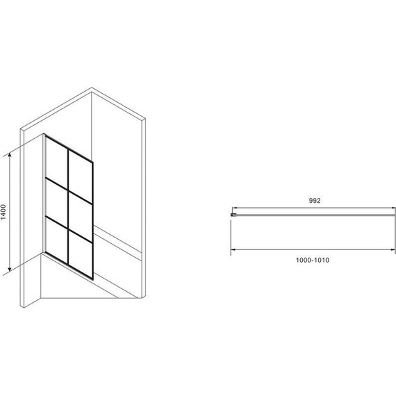 Шторка для ванны Abber Immer Offen 100 см AG72100B, черный/прозрачное фото 2