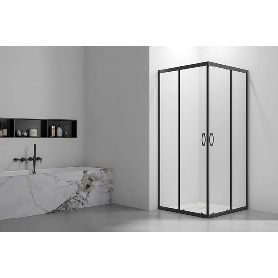 Душевое ограждение Veconi Rovigo 80x80 см RV101B-80-01-C5, чёрный/прозрачное фото 2