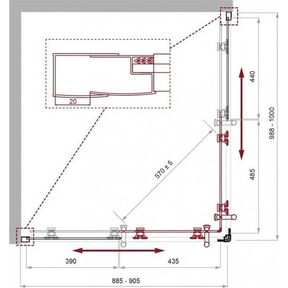 Душевое ограждение BelBagno 100x90 см UNO-195-AH-2-100/90-C-Cr, хром/прозрачное - 5 Душевое ограждение BelBagno 100x90 см UNO-195-AH-2-100/90-C-Cr, хром/прозрачное фото 5