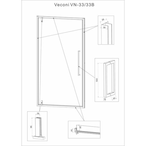 Душевая дверь Veconi Vianno 70 см VN33-70-01-C7, хром/прозрачное - 4 Душевая дверь Veconi Vianno 70 см VN33-70-01-C7, хром/прозрачное фото 4