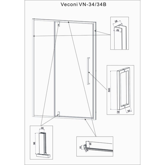 Душевая дверь Veconi Vianno 120 см VN34-120-01-C7, хром/прозрачное - 4 Душевая дверь Veconi Vianno 120 см VN34-120-01-C7, хром/прозрачное фото 4