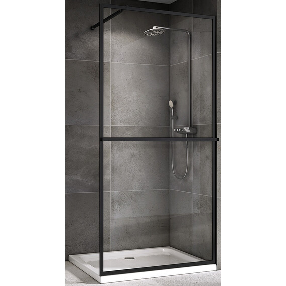 Душевая перегородка Abber Immer Offen 120 см AG60120B8 (стекло 8 мм), черный/прозрачное фото 