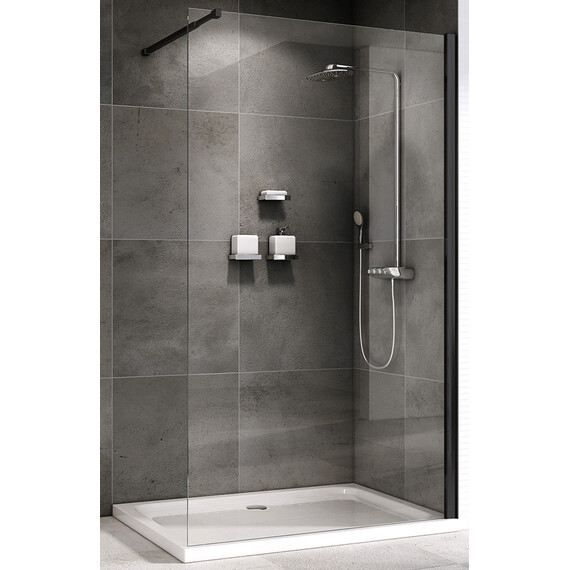 Душевая перегородка Abber Immer Offen 120 см AG61120B8 (стекло 8 мм), черный/прозрачное фото 