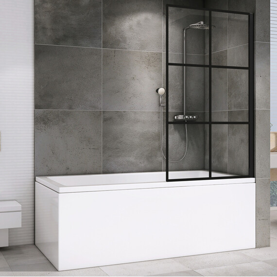 Шторка для ванны Abber Immer Offen 100 см AG72100B, черный/прозрачное фото 