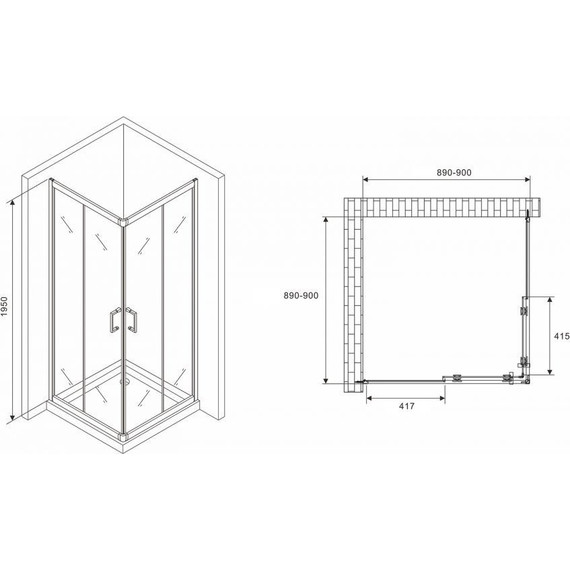 Душевое ограждение Abber Schwarzer Diamant 90х90 см AG02090B5, черный/прозрачное - 4 Душевое ограждение Abber Schwarzer Diamant 90х90 см AG02090B5, черный/прозрачное фото 4