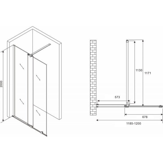 Душевая перегородка Abber Komfort 120 см AG09120 (стекло 8 мм), хром/прозрачное - 7 Душевая перегородка Abber Komfort 120 см AG09120 (стекло 8 мм), хром/прозрачное фото 7