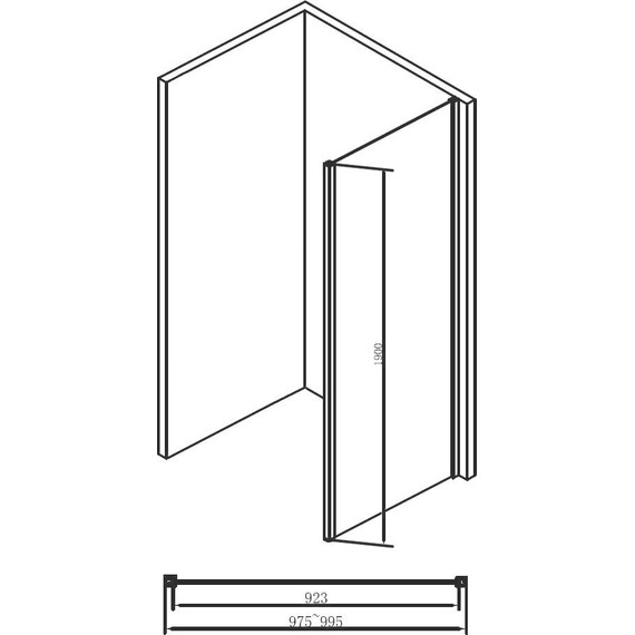 Боковая стенка Abber Schwarzer Diamant 100 см AG100BS, черный/прозрачное фото 4