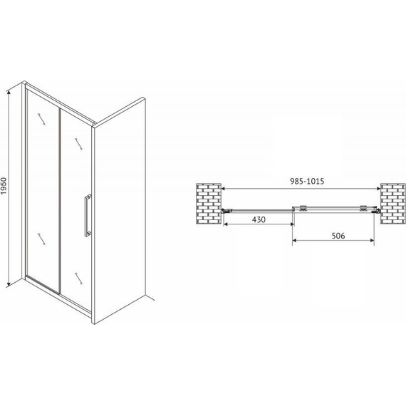 Душевая дверь Abber Schwarzer Diamant 100 см AG30100H, хром/прозрачное фото 6