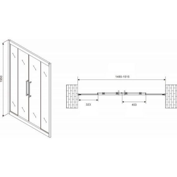 Душевая дверь Abber Schwarzer Diamant 150 см AG33150H, хром/прозрачное фото 6