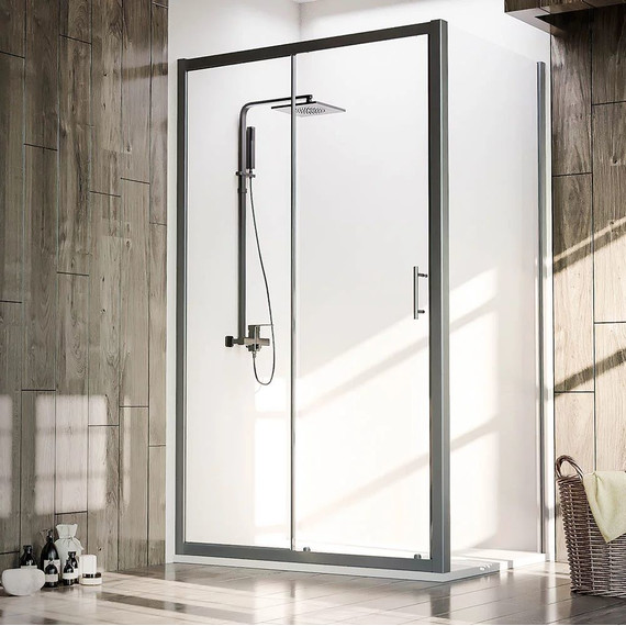 Душевое ограждение Veconi Rovigo 110x100 см RV072B-110100-01-C4, чёрный/прозрачное фото 2