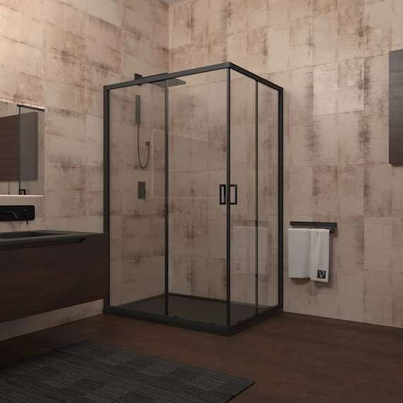 Душевое ограждение Veconi Rovigo 100x80 см RV14-10080-01-C5, чёрный/прозрачное фото 2