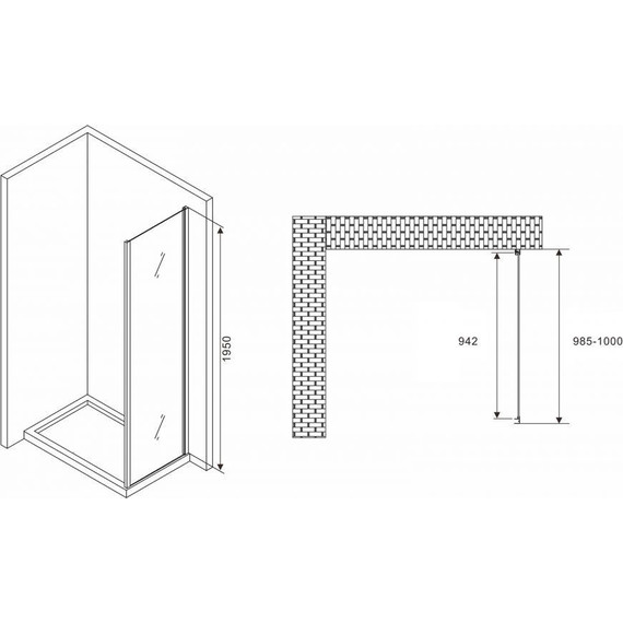 Боковая стенка Abber Schwarzer Diamant 100 см S100, хром/прозрачное фото 2