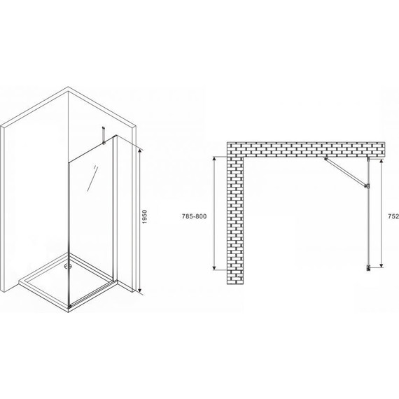 Боковая стенка Abber Zart 80 см S81, хром/прозрачное фото 2