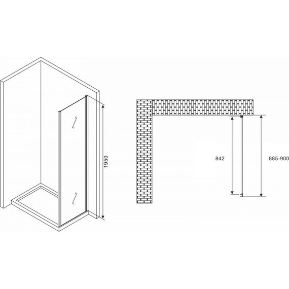 Боковая стенка Abber Schwarzer Diamant 90 см S90, хром/прозрачное фото 2