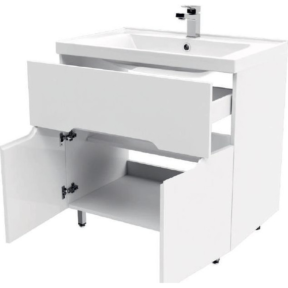 Тумба напольная с раковиной Mirsant Soho Quadro Light 80 см, белый - 4 Тумба напольная с раковиной Mirsant Soho Quadro Light 80 см, белый фото 4