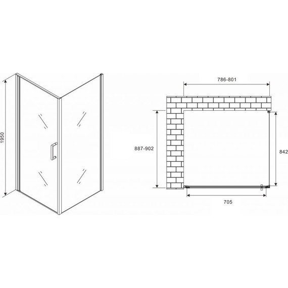 Душевое ограждение Abber Sonnenstrand 80х90 см AG04080-S90, хром/прозрачное фото 4