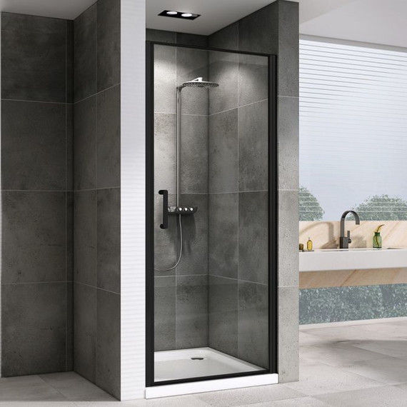 Душевая дверь Abber Sonnenstrand 90 см AG04090B, черный/прозрачное фото 