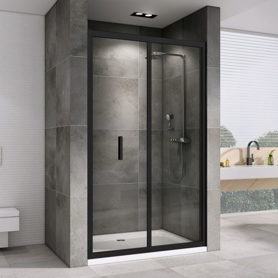 Душевая дверь Abber Sonnenstrand 90 см AG07090B, черный/прозрачное фото 
