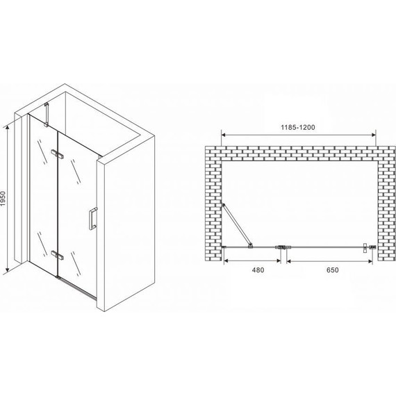 Душевая дверь Abber Zart 120 см AG08120B, черный/прозрачное - 3 Душевая дверь Abber Zart 120 см AG08120B, черный/прозрачное фото 3
