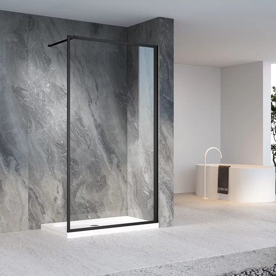 Душевая перегородка Veconi Korato 70 см KR81B-70-01-C7 (стекло 8 мм) с кронштейном в комплекте, чёрный/прозрачное фото 2