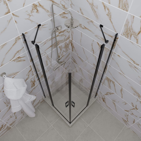Душевое ограждение Triton Тау 90x90 см, чёрный/прозрачное фото 7