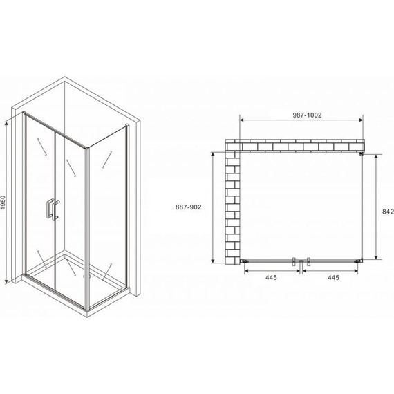 Душевое ограждение Abber Sonnenstrand 100х90 см AG04100BC-S90B, черный/прозрачное фото 3