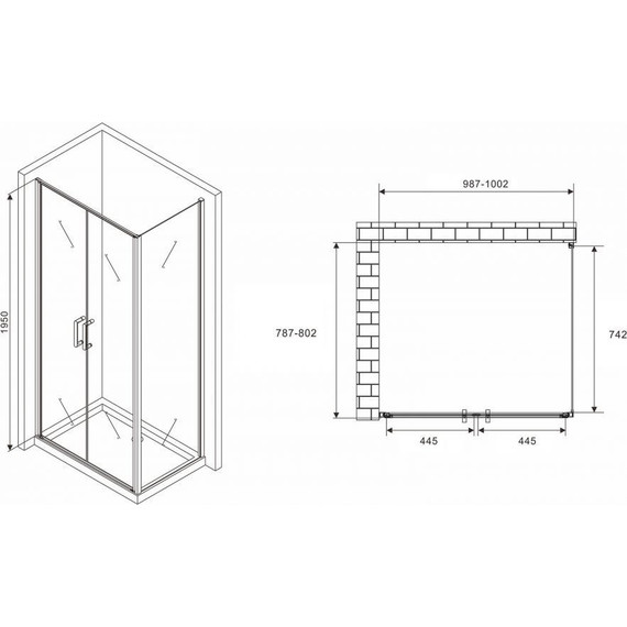 Душевое ограждение Abber Sonnenstrand 100х80 см AG04100C-S80, хром/прозрачное фото 4