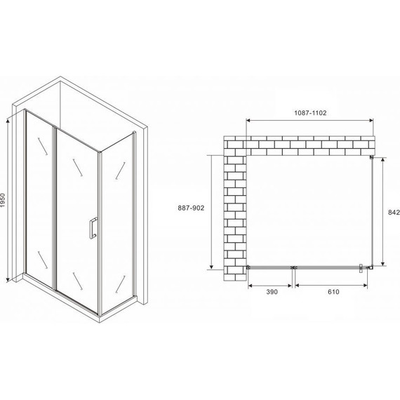 Душевое ограждение Abber Sonnenstrand 110х90 см AG04110BS-S90B, черный/прозрачное - 3 Душевое ограждение Abber Sonnenstrand 110х90 см AG04110BS-S90B, черный/прозрачное фото 3