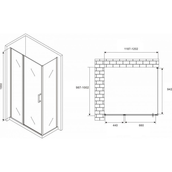Душевое ограждение Abber Sonnenstrand 120х100 см AG04120S-S100, хром/прозрачное фото 4