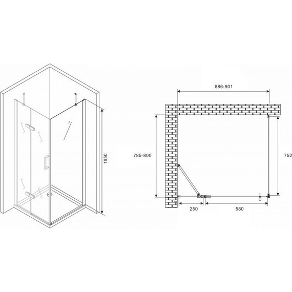 Душевое ограждение Abber Zart 90х80 см AG08090-S81, хром/прозрачное фото 4