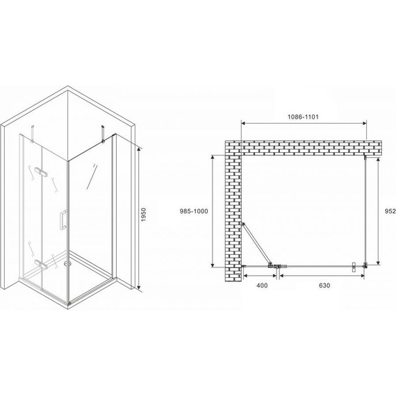 Душевое ограждение Abber Zart 110х100 см AG08110-S101, хром/прозрачное фото 4